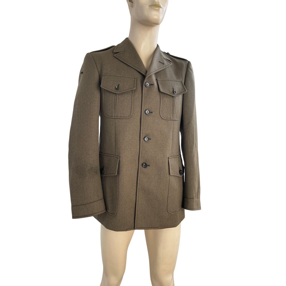 Vintage Moschino Military Style Wool Jacket Coat Olive green Size IT 50